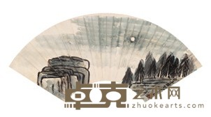 齐白石 夜色 扇面镜心 18.4X52.5cm